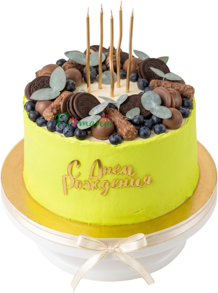 Торт «С Днем Рождения» с ягодами и печеньем Oreo